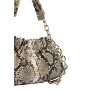 Valentino bags women grey synthetic handbag with snake print leather body gold-tone chain strap and metallic hardware