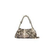 Valentino bags women grey synthetic handbag with snakeskin pattern gold-tone chain strap and hardware w31 x h14 cm