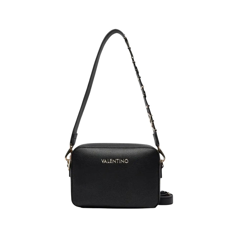 Black Valentino camera bag with textured polyurethane leather and chain-stitched shoulder strap W23cm
