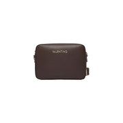 Brown leather valentino crossbody bag with textured surface and silver-tone hardware for women W23cm polyurethanes