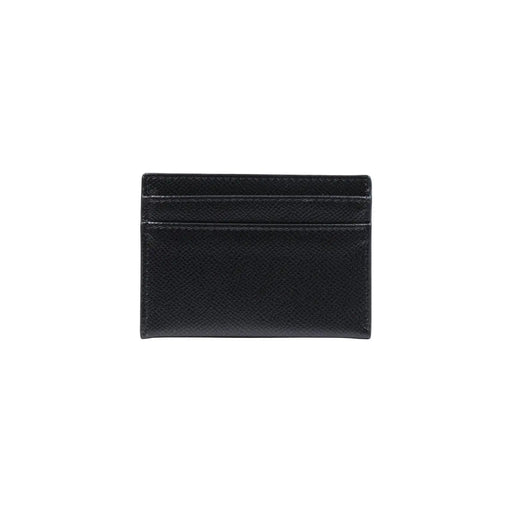 Black leather Valentino women wallet with textured surface and stitched edges showing side pockets size W10.5