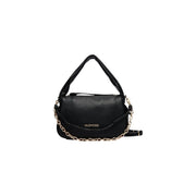 Black Valentino handbag in synthetic textured leather with gold-tone chain strap w30cm for women