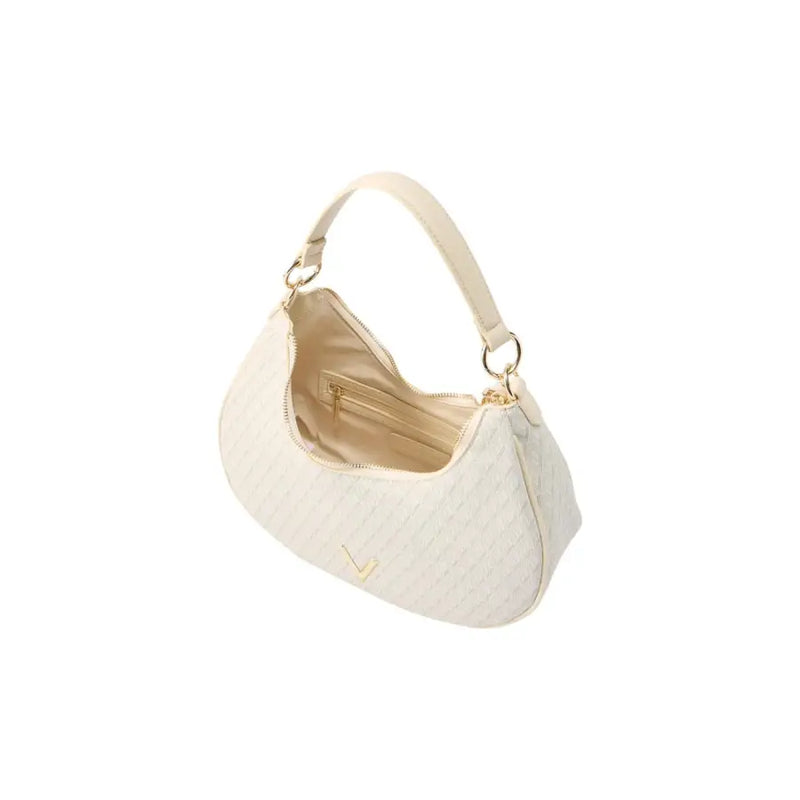 Valentino beige cream-colored hobo bag with subtle quilted texture gold-tone hardware shoulder strap zip pocket
