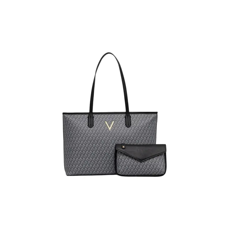 Sac cabas Valentino beige en polyuréthane avec logo V doré et top poignées
