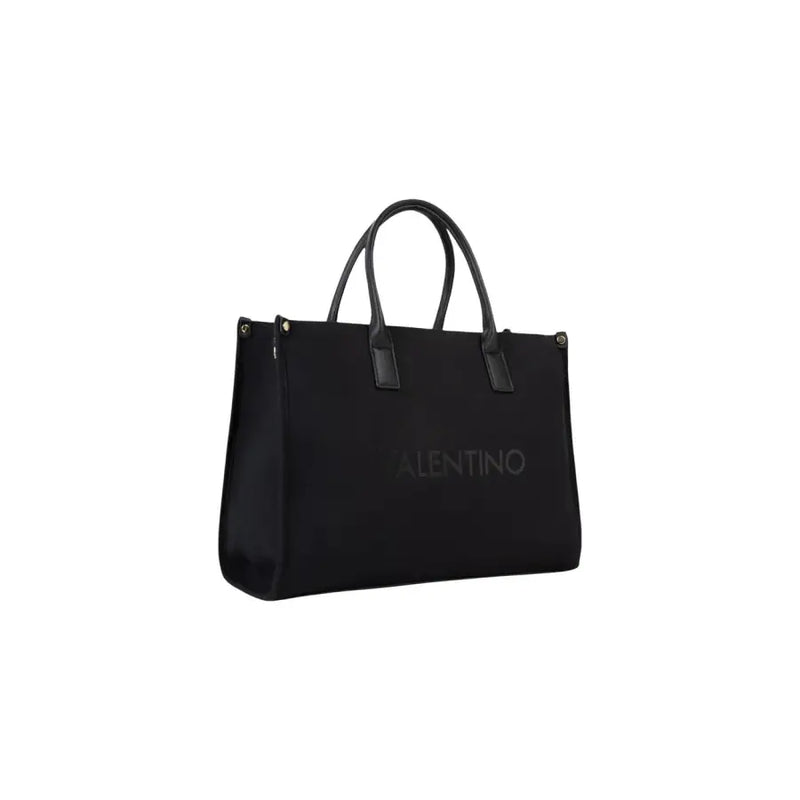 Valentino black tote bag with sleek structured design leather handles shoulder strap and zip pocket
