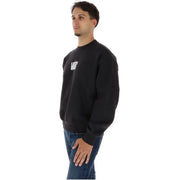 Sweat-shirt noir en coton Vans pour homme, orné d'un logo blanc sur la poitrine gauche, idéal pour l'automne et l'hiver.