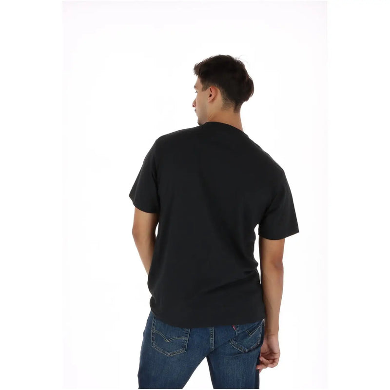 Vans men black cotton short-sleeved round neck t shirt front view with a crew neck design