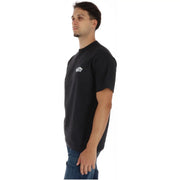 Vans men black cotton short sleeve t shirt with a small white logo on the left chest