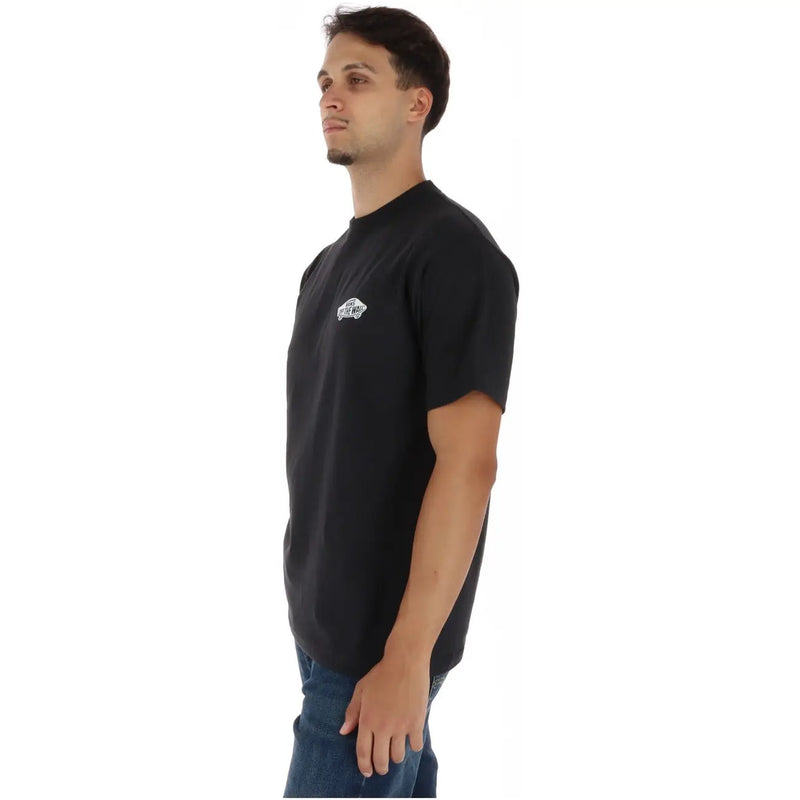 Vans men black cotton short sleeve t shirt with a small white logo on the left chest