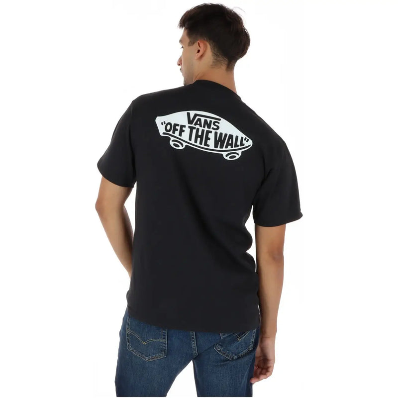 Vans men black cotton t shirt short sleeve featuring off the wall logo on the front