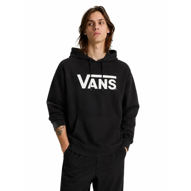 Schwarzer Vans Herren-Hoodie aus Baumwoll-Fleece mit auffälligem weißen Logo auf der Brust