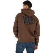 Brauner Vans Herren-Hoodie aus Baumwolle, Rückseite mit schwarzem ovalem Logo.