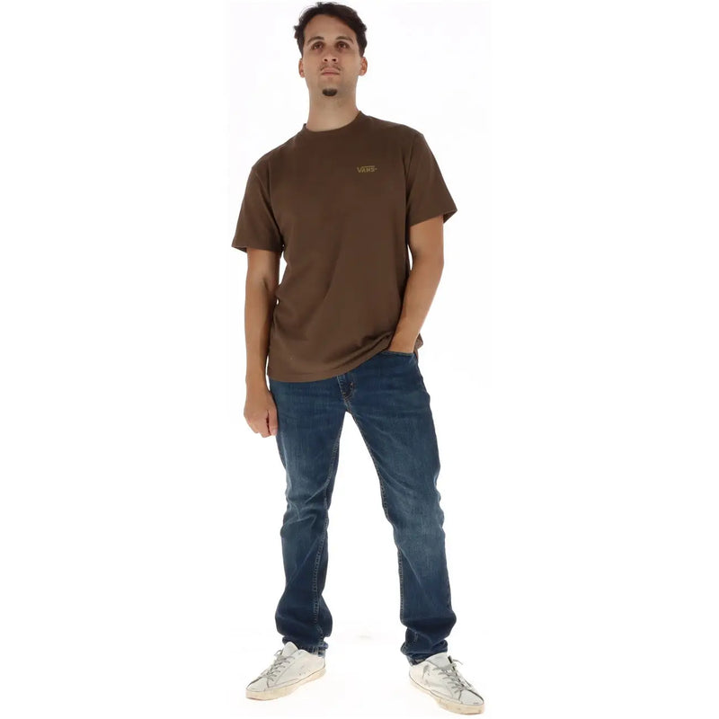 Vans men brown cotton t shirt short sleeve featuring a small logo on the chest for casual wear