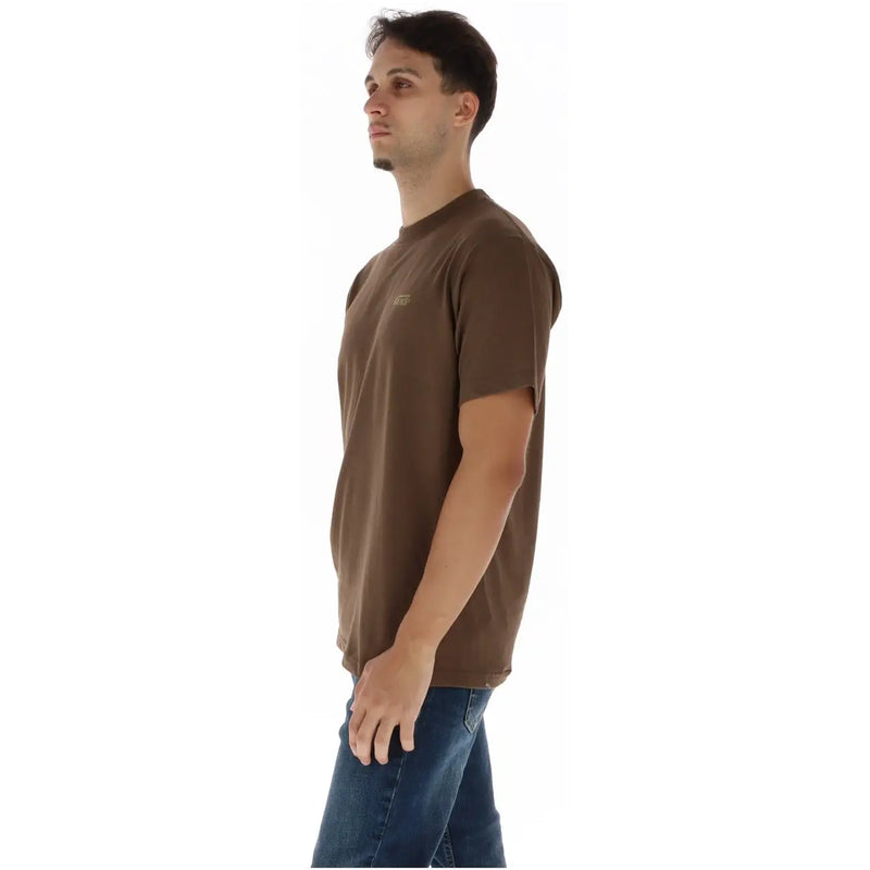 Vans men brown cotton t shirt short sleeve with a small logo on the chest for casual wear