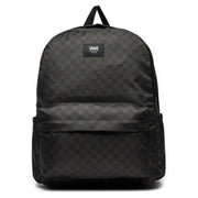 Black vans men checkered rucksack in durable polyester with subtle checkerboard pattern measuring 32x42x12 cm