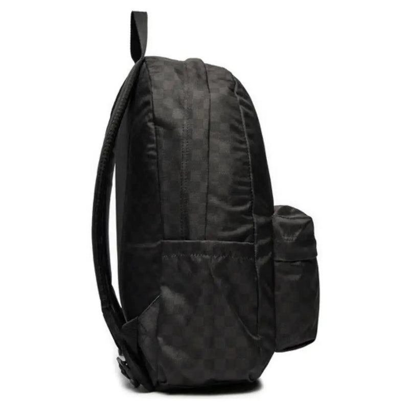 Black Vans old skool backpack with subtle checkered pattern made of durable polyester 32x42x12 cm