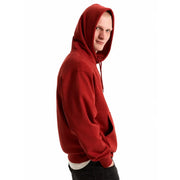 Vans men cotton hoodie in bordeaux features a rich red hooded sweatshirt with soft textured fabric and matching drawstrings