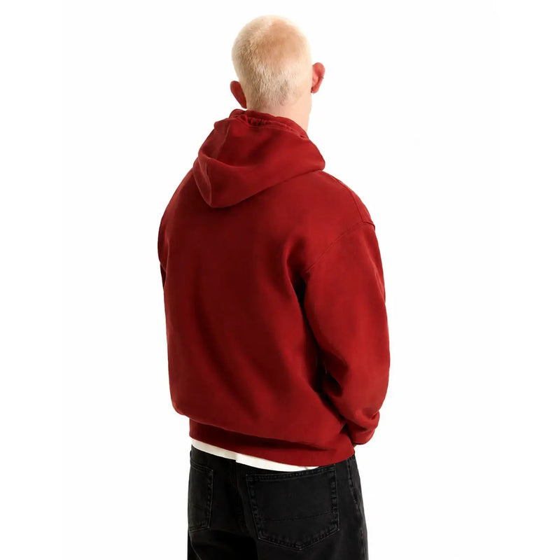 Vans men cotton hoodie bordeaux long sleeve sweatshirt in rich red with soft textured fabric and relaxed fit