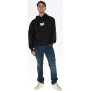 Schwarzer Vans Herren-Baumwoll-Hoodie mit weißem Logo auf der Brust, geeignet für Freizeitkleidung