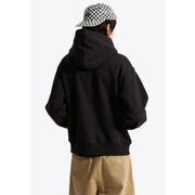Sweat-shirt noir Vans pour homme en coton, à capuche, coupe décontractée, poignets et ourlet côtelés, poches avant