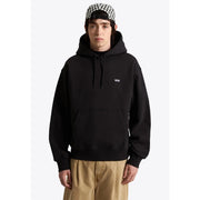 Sweat-shirt Vans noir pour homme en coton avec un petit logo blanc sur la poitrine et des poches avant noires.