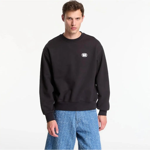 Schwarzes Vans Herren-Sweatshirt aus Baumwolle mit Rundhalsausschnitt und kleinem weißen Logo auf der linken Brust für lässige Anlässe