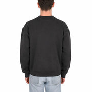 Vans men cotton sweatshirt black crewneck with long sleeves and ribbed cuffs for casual wear