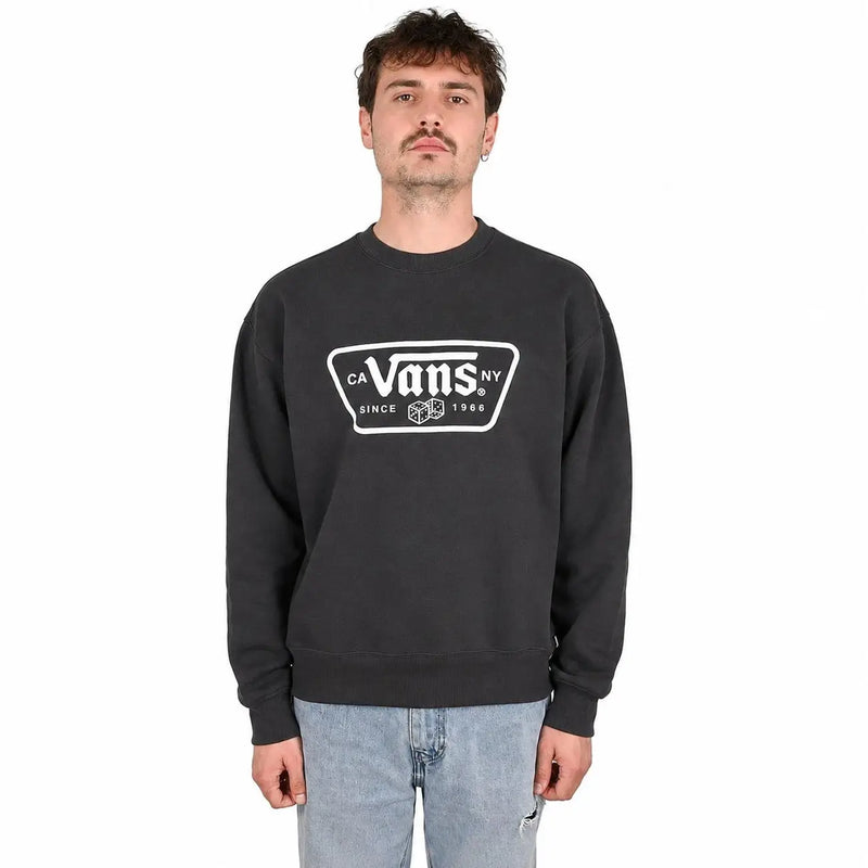 Black vans men cotton sweatshirt with round neck black color and white ca vans ny since 1966 logo and dice graphics