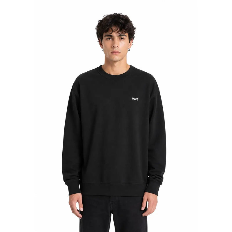 Schwarzes Vans Herren-Sweatshirt aus Baumwolle mit Rundhalsausschnitt und kleinem weißen Logo auf der linken Brust für lässige Anlässe
