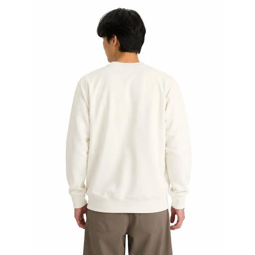 Cream-colored Vans men cotton crewneck sweatshirt featuring soft fabric and minimalist long sleeve design