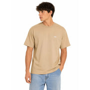 Beige Vans men cotton t shirt with crew neck and small white logo on the left chest