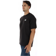 Vans men cotton black short-sleeved t shirt featuring a small white logo on the left chest and round neck design