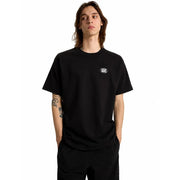 Black vans men cotton t shirt in black with short sleeves and small white oval logo on left chest, round neck design