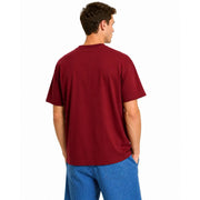 Vans men cotton t shirt bordeaux round neck maroon short sleeve crew neck ideal for casual wear