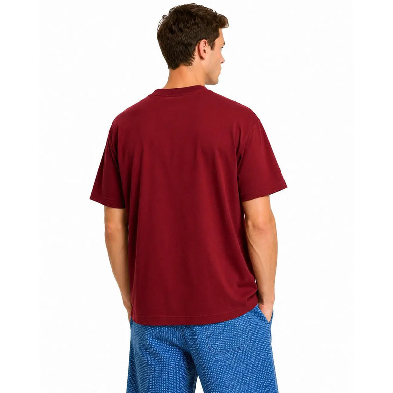 Vans men cotton t shirt bordeaux round neck maroon short sleeve crew neck ideal for casual wear
