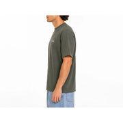Vans men cotton t shirt in olive green with a round neck and small white logo on the left chest