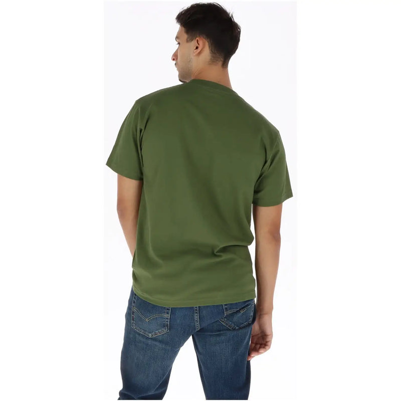 Olive green Vans men cotton t shirt with simple crew neck and short sleeves in soft breathable fabric