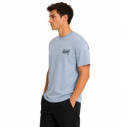 Light blue Vans men cotton t shirt with round neck and small graphic print on the left chest