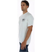 Vans men cotton t shirt in white with a black rectangular logo on the chest and short sleeves