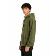 Olivgrüner Vans Herren-Baumwoll-Hoodie mit kleinem schwarzen Logo auf der Brust und Kängurutasche