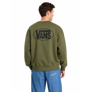 Olive green Vans men cotton sweatshirt with long sleeves and a black oval logo on the back side