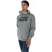 Graues Vans Herren-Sweatshirt aus Baumwollmischung mit schwarzem Logo, Kordelzug und Kapuze mit Tasche
