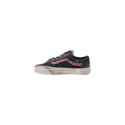 Schwarze Vans Herren-Sneaker aus Leder im Old-Sko-Stil mit verwaschenem rosa Blumenmuster und verblichener weißer Gummisohle