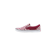 Vans men moccassin shoes red checked fabric maroon and white canvas slip-on sneaker with rubber sole