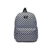 Vans men rucksack black polyester with black and white checkerboard pattern and front zip pocket