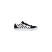 Vans men sneakers black and white checkerboard fabric lace up low top shoes with classic canvas upper and white sole