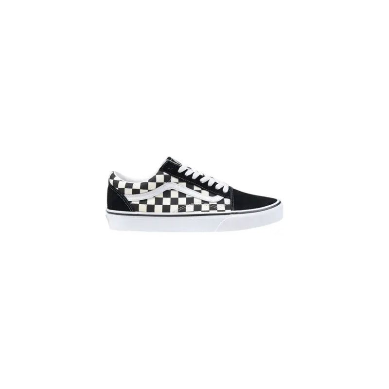 Vans men sneakers black and white checkerboard fabric lace up low top shoes with classic canvas upper and white sole