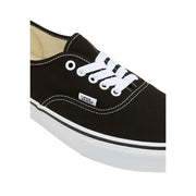 Vans men sneakers black fabric lace up with white laces rubber sole and contrasting white stitching