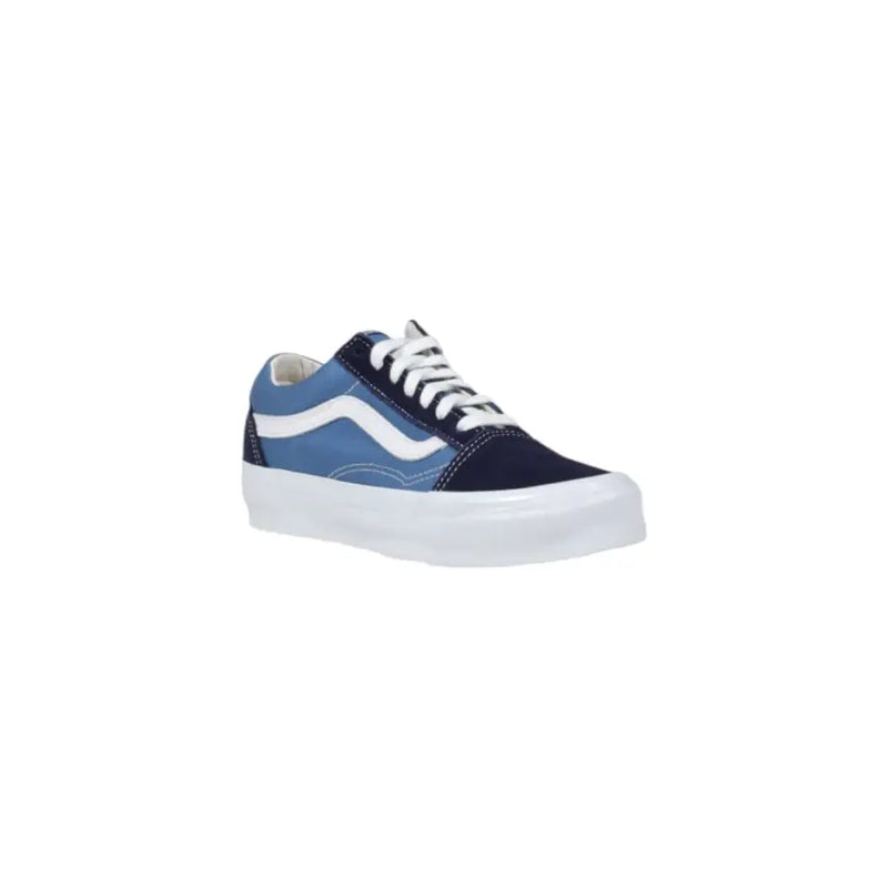 Navy blue and light blue Vans men sneakers in canvas with white laces and classic waffle sole for spring summer use