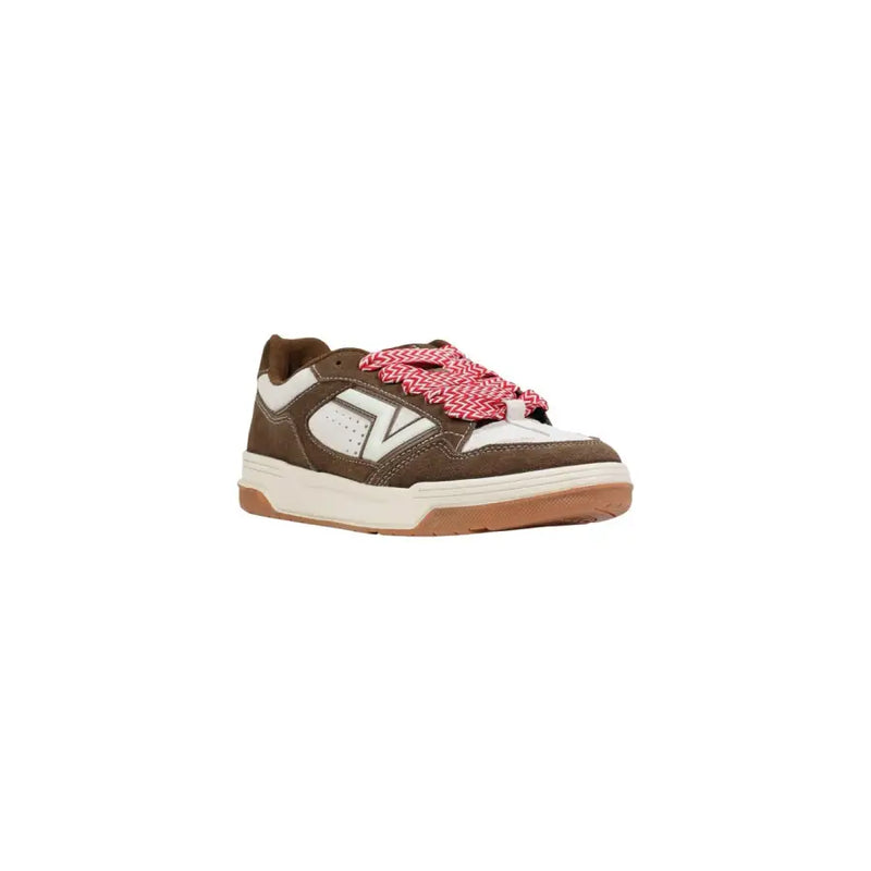 Vans men sneakers leather brown and white suede with distinctive red and white patterned lace spring summer collection